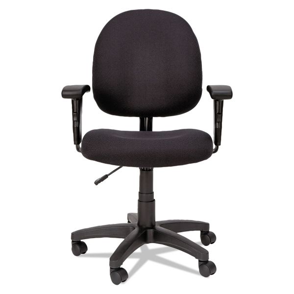 Alera Essentia Series Swivel Task Chair with Adjustable Arms， Supports up to 250 lbs.， Black Seat/Black Back， Black Base