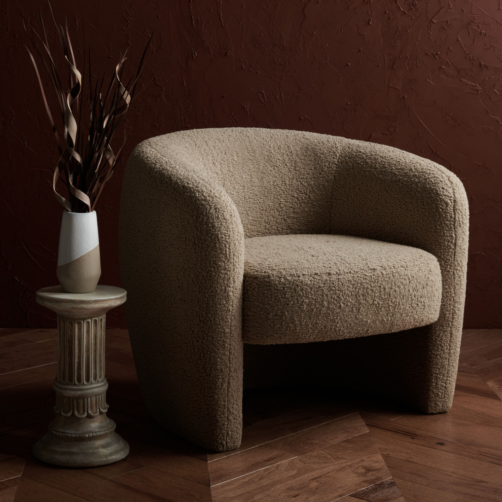 Safavieh Couture Everly Boucle Barrel Back Accent Chair   Midcentury   Armchairs And Accent Chairs   by Safavieh  Houzz