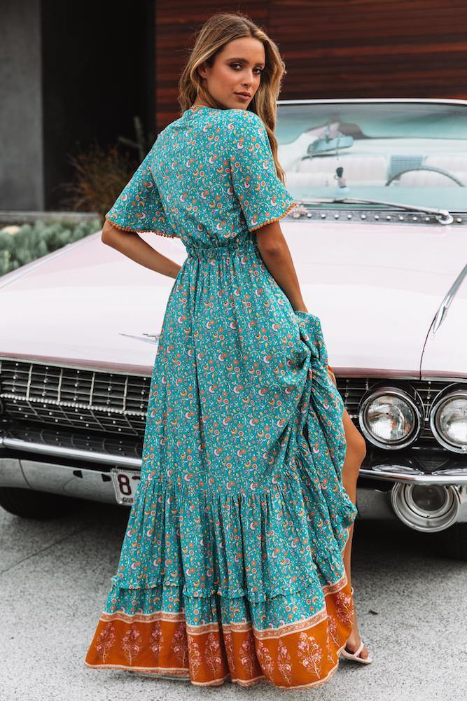 No Letting Go Maxi Dress Turquoise