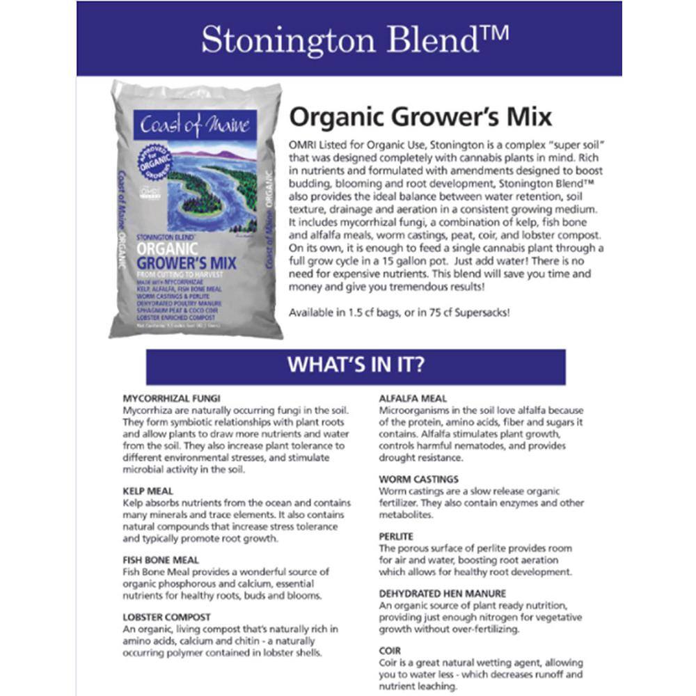 Stonington Blend Organic Growers Mix 1.5 cu. ft. 1cbSBPGM1.5CF