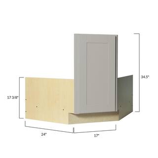 Hampton Bay Shaker Partially Assembled 36 x 34.5 x 24 in. Corner Sink Base Kitchen Cabinet in Dove Gray KCSB36-SDV