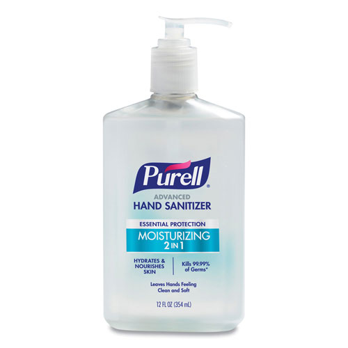 Gojo Purell 2 in 1 Moisturizing Advanced Hand Sanitizer Gel | Clean Scent， 12 oz Pump Bottle， Clean Scent | GOJ369812