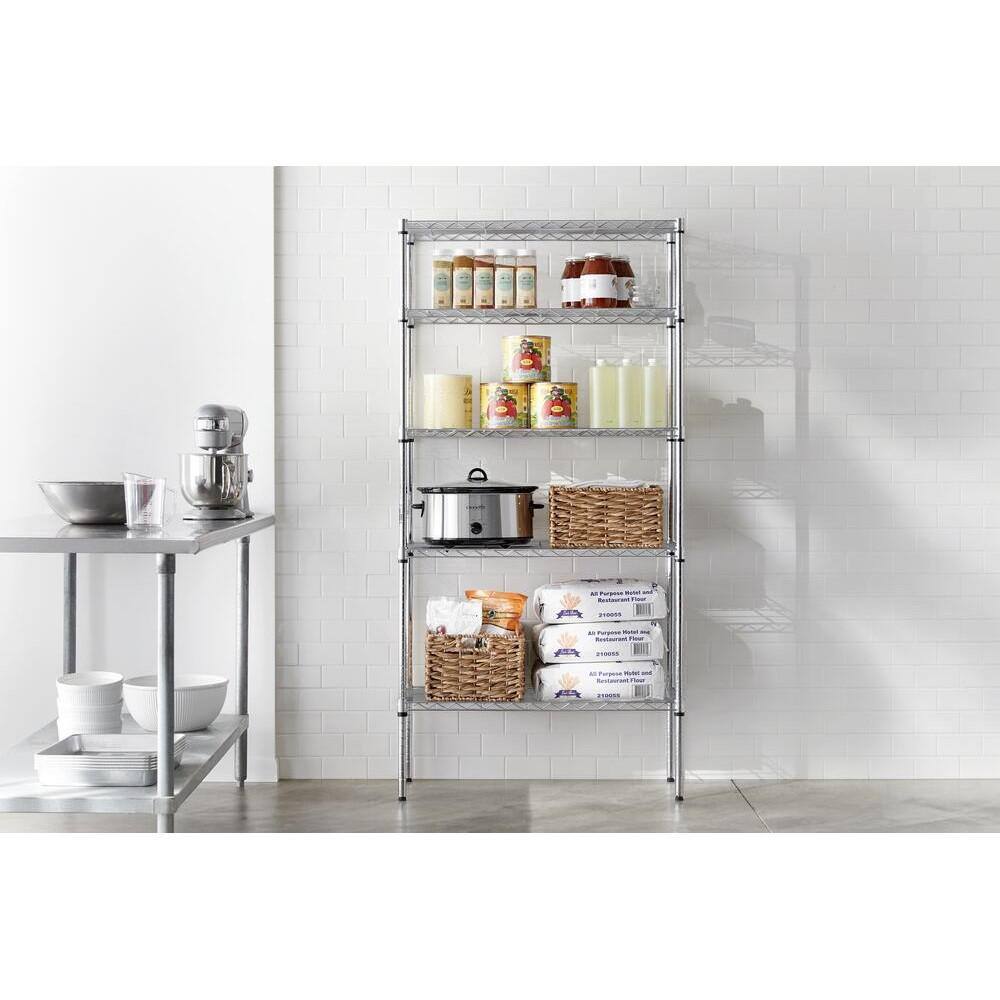 HDX 5-Tier Steel Wire Shelving Unit in Chrome (36 in. W x 72 in. H x 16 in. D) 21656CPS