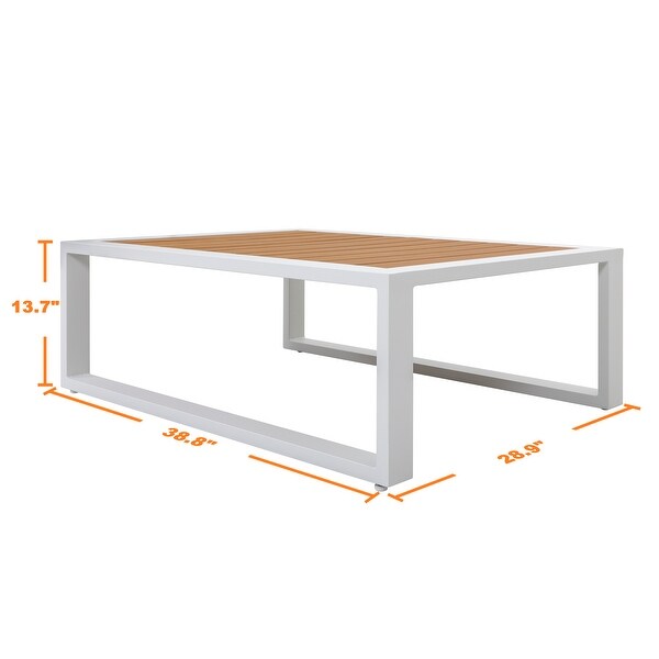 Outdoor Rectangle Coffee Table，Allaluminum Frame，Imitation Wood Tabletop