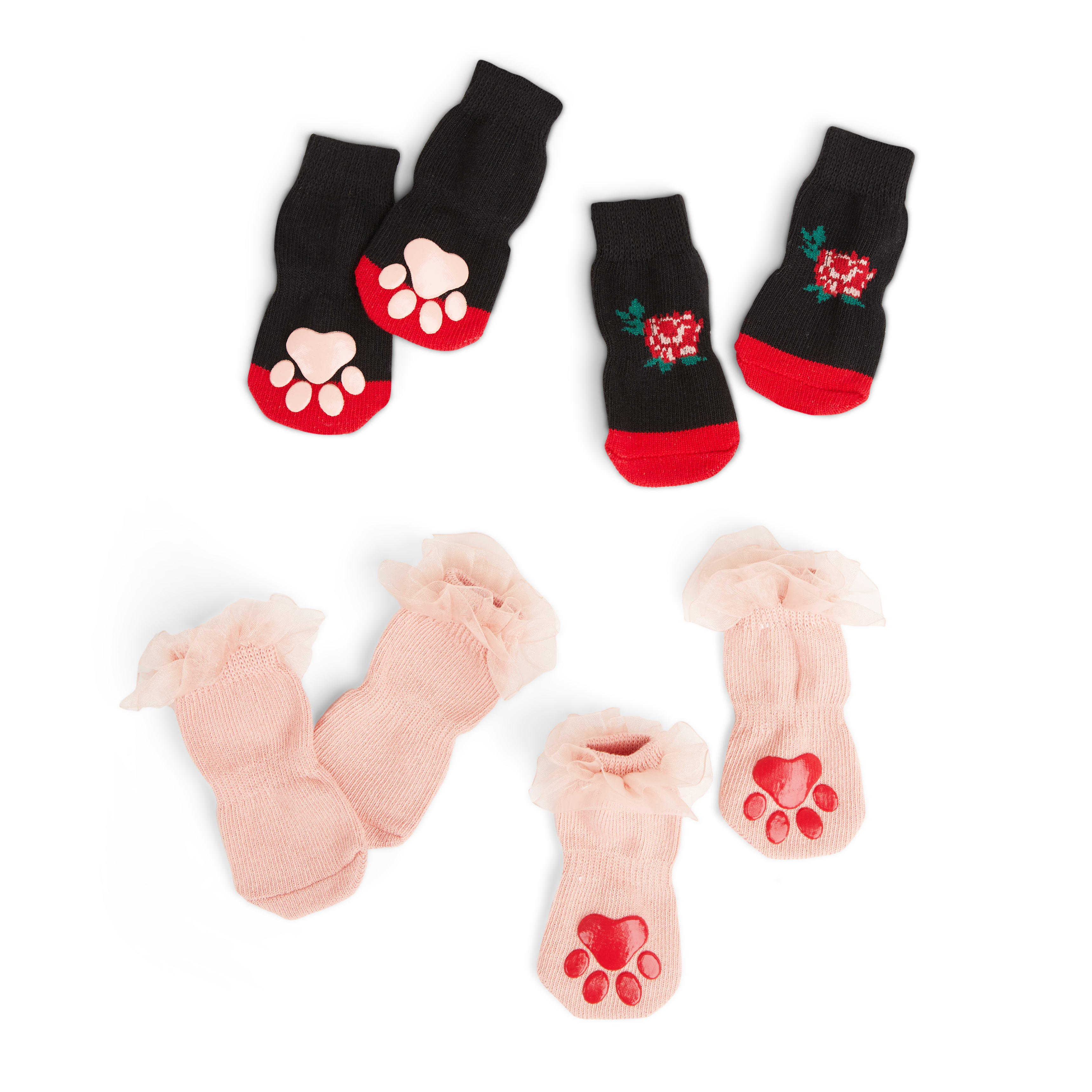 YOULY Pink Socks for Dogs， X-Small/Small