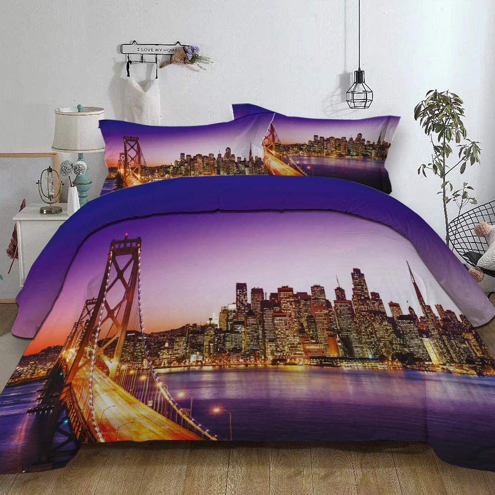 Duvet Cover Set Soft London Themed Comforter Cover Set 3 Pieces