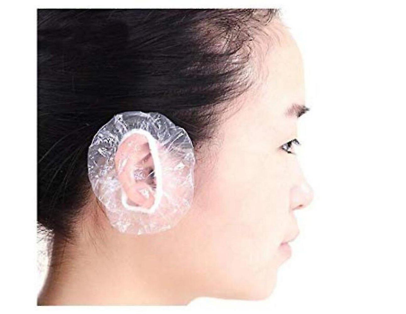 100pcs Waterproof Ear Covers Disposable Transparent Plastic Ear Protector Earmuffs