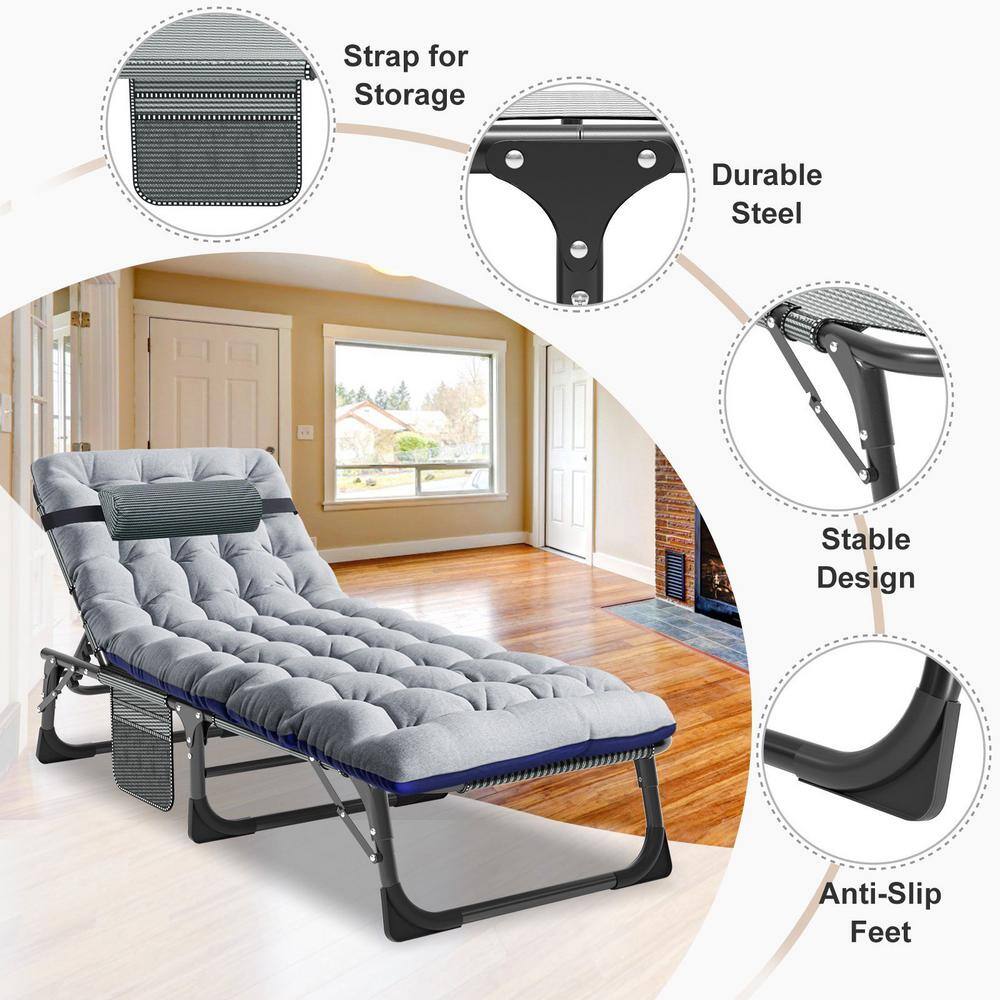 BOZTIY 4-Fold Sleeping Cots for Adults Portable Lounge Chair for Beach Lawn Camping Pool Sun Tanning Sunbathing Chairs K16SZC-N17