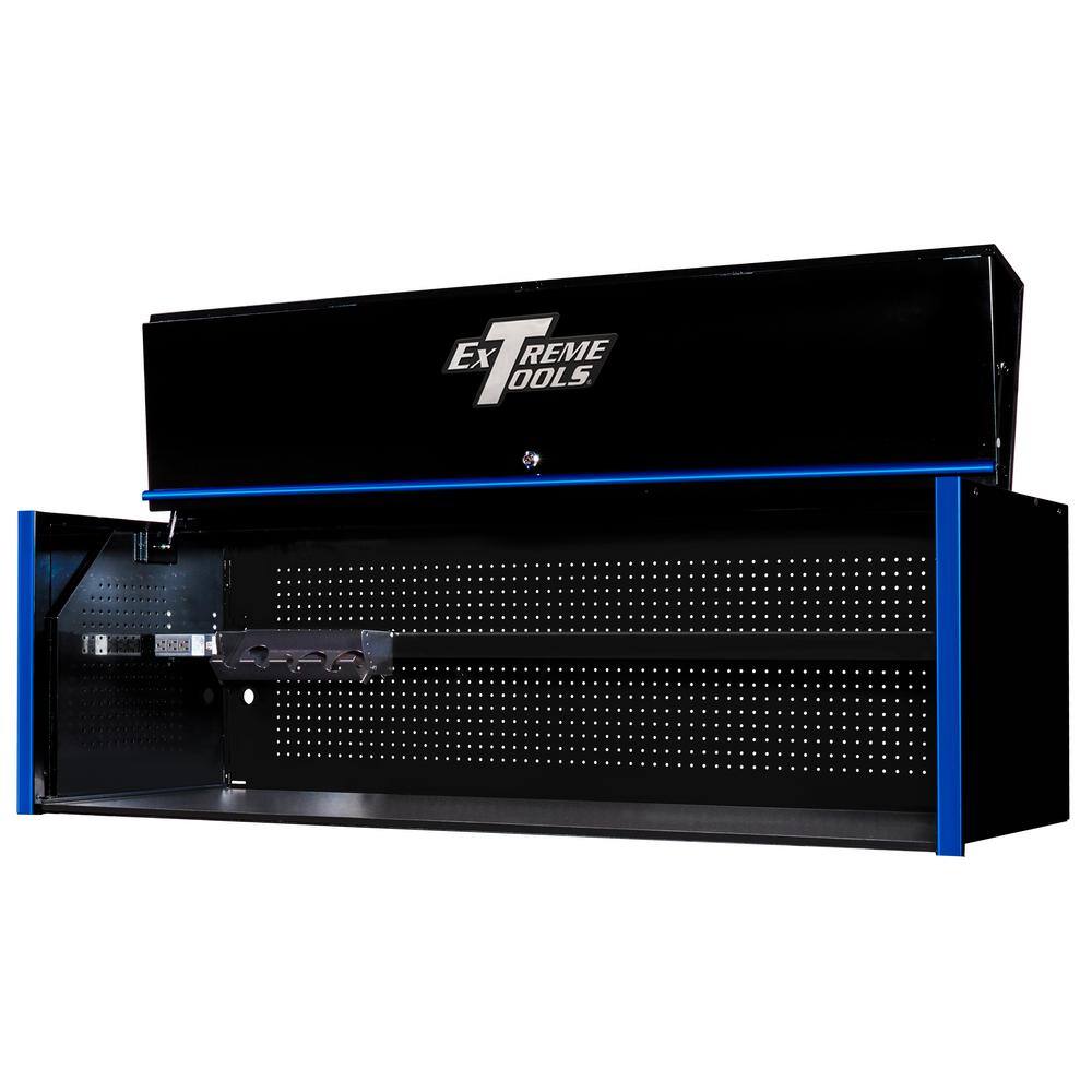 Extreme Tools RX Series 72 in. 0-Drawer Extreme Power Workstation Hutch in Black with Blue Handle RX723001HCBKBL