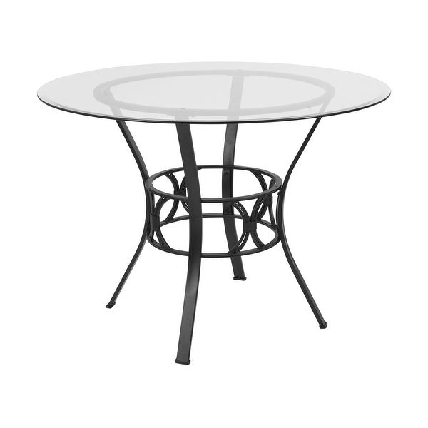 42'' Round Glass Dining Table with Crescent Style Metal Frame