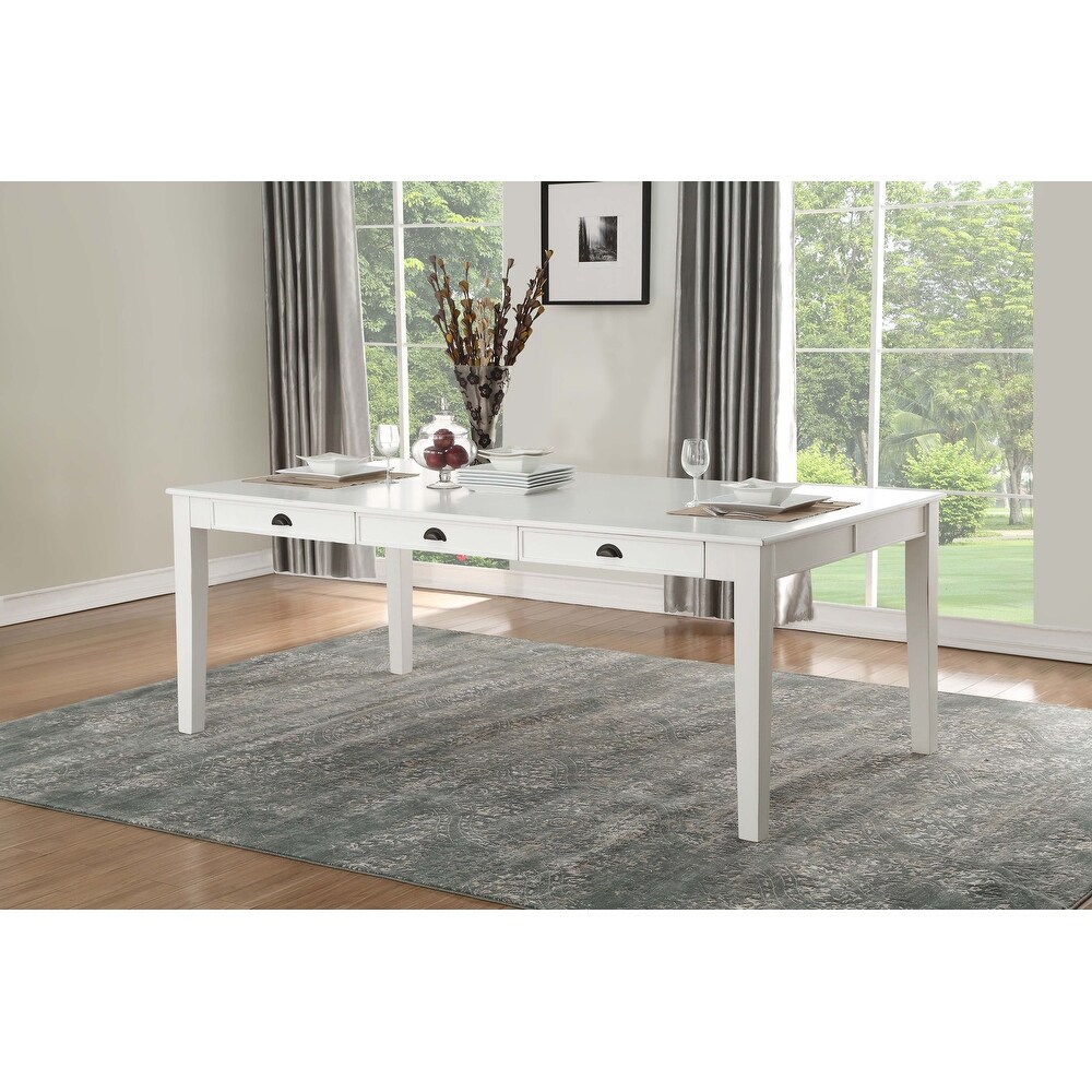 Torin Antique White Dining Table with 3 Drawers