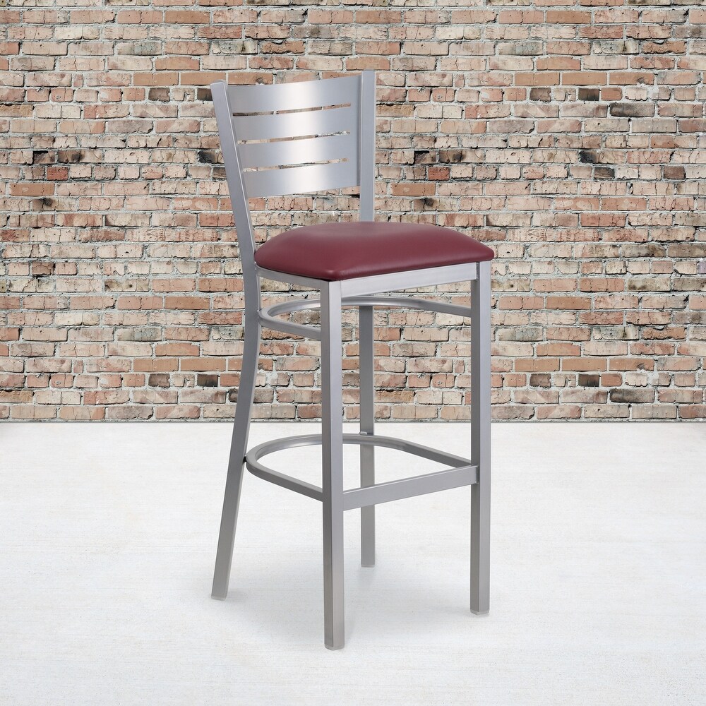 2 Pack Slat Back Metal Restaurant Barstool   16.5\