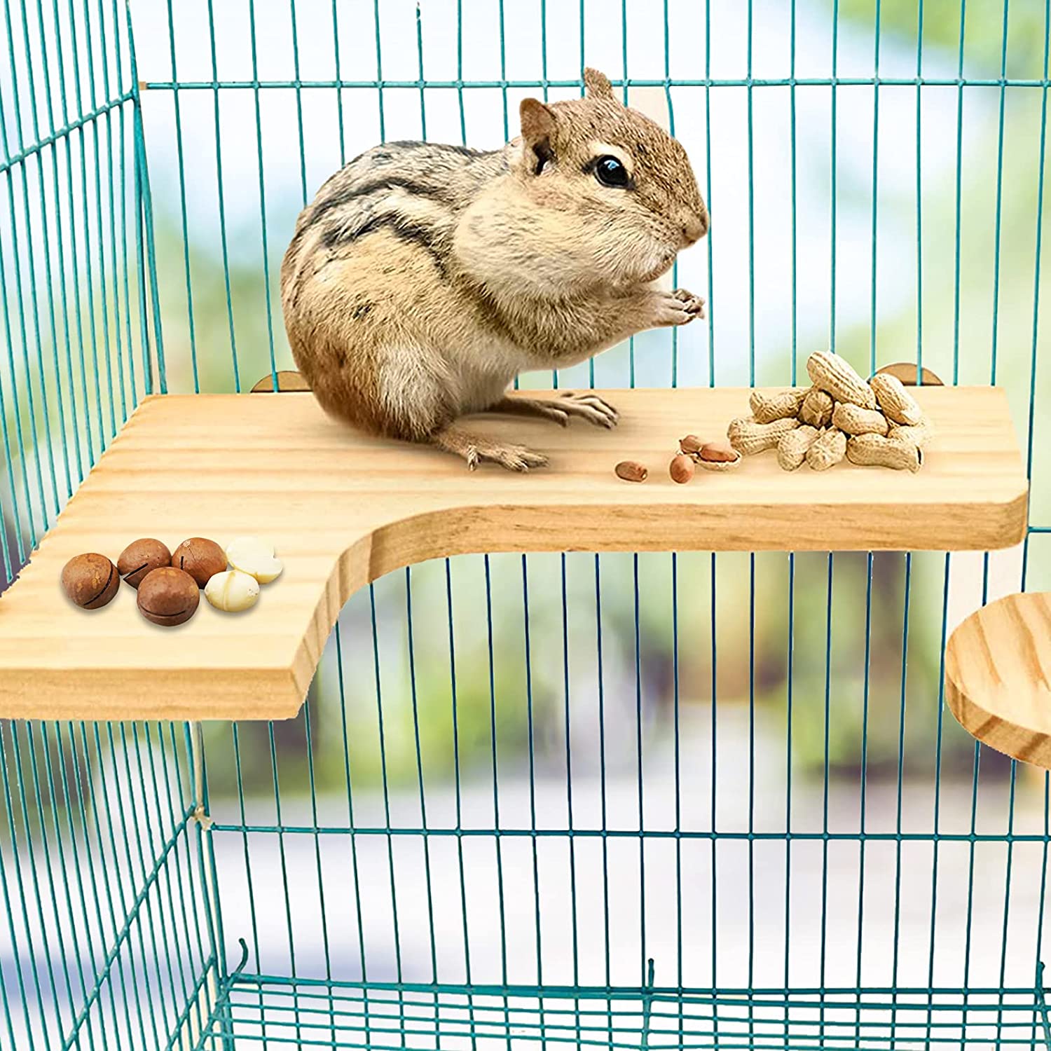 SIVEIS 5Pcs Hamster Natural Wooden Platform ， Pet L-Shaped Pedal  Toys ， for Rabbit Chinchilla Parrots Bird Cage Play Toy