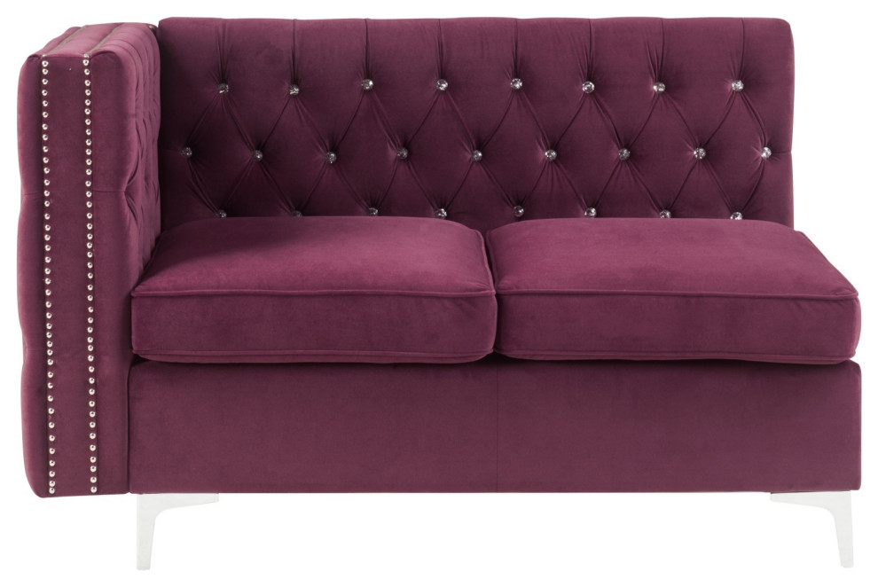 Ergode Modular  Armless Loveseat With 2 Pillows Burgundy Velvet   Midcentury   Armchairs And Accent Chairs   by VirVentures  Houzz