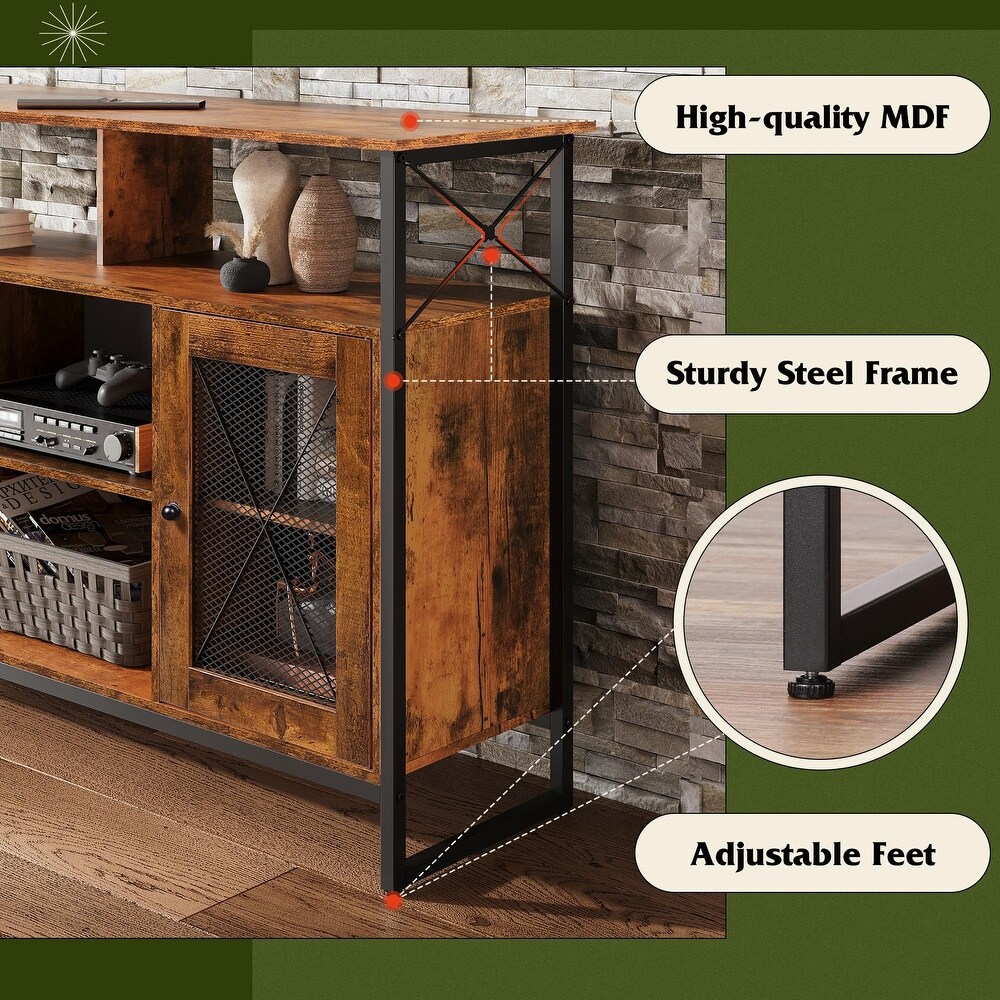 TV Stand 55 inch TV Tall Entertainment Center with Storage  Farmhouse Industrial TV Console for Bedroom Living Room