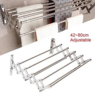 YIYIBYUS 31.5 in. x 5.7 in. Silver Stainless Steel Folding Telescopic Towel Rack Garment Rack HG-ZTYJ-6572