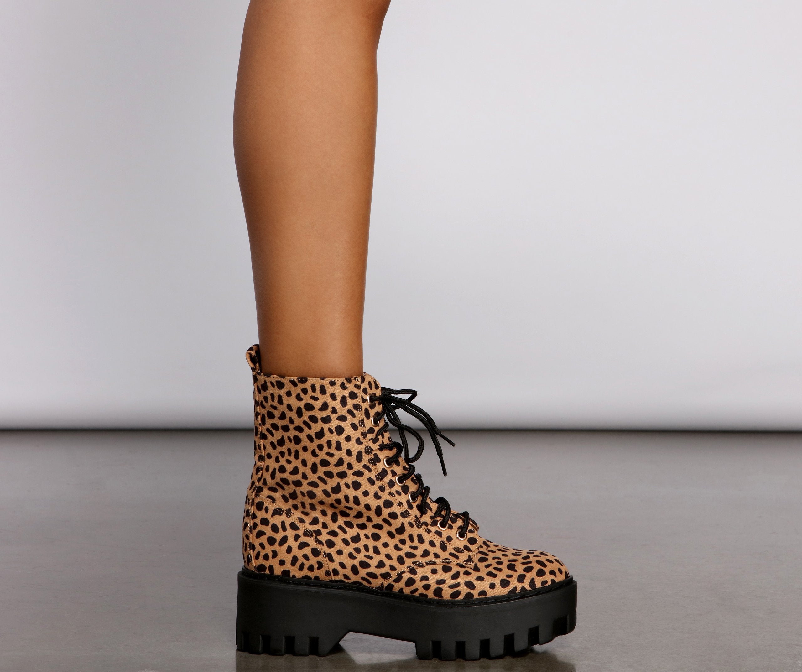 Fierce And Fab Faux Suede Combat Boots