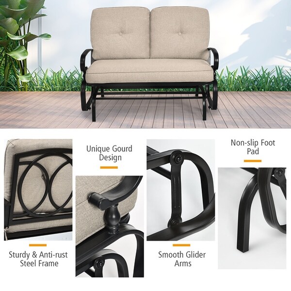 Costway 2Person Outdoor Swing Glider Chair Bench Loveseat Cushioned