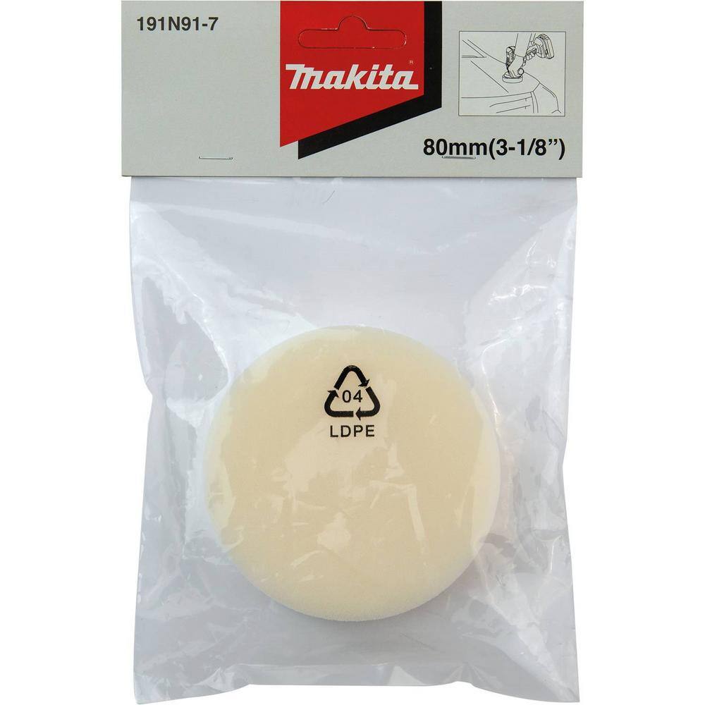 Makita 3 in. Hook and Loop Foam Polishing Pad White 191N91-7