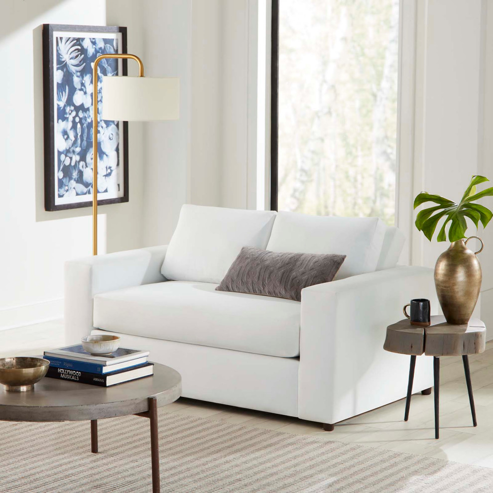 Avendale Velvet Loveseat  Dove White   Transitional   Loveseats   by First of a Kind USA Inc  Houzz