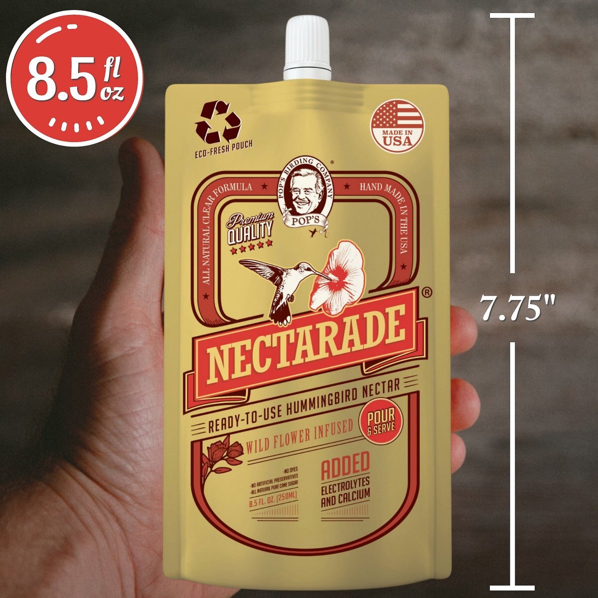 Pop's Birding Company Nectarade Ready to Use Hummingbird Nectar， 8.5-oz bottle