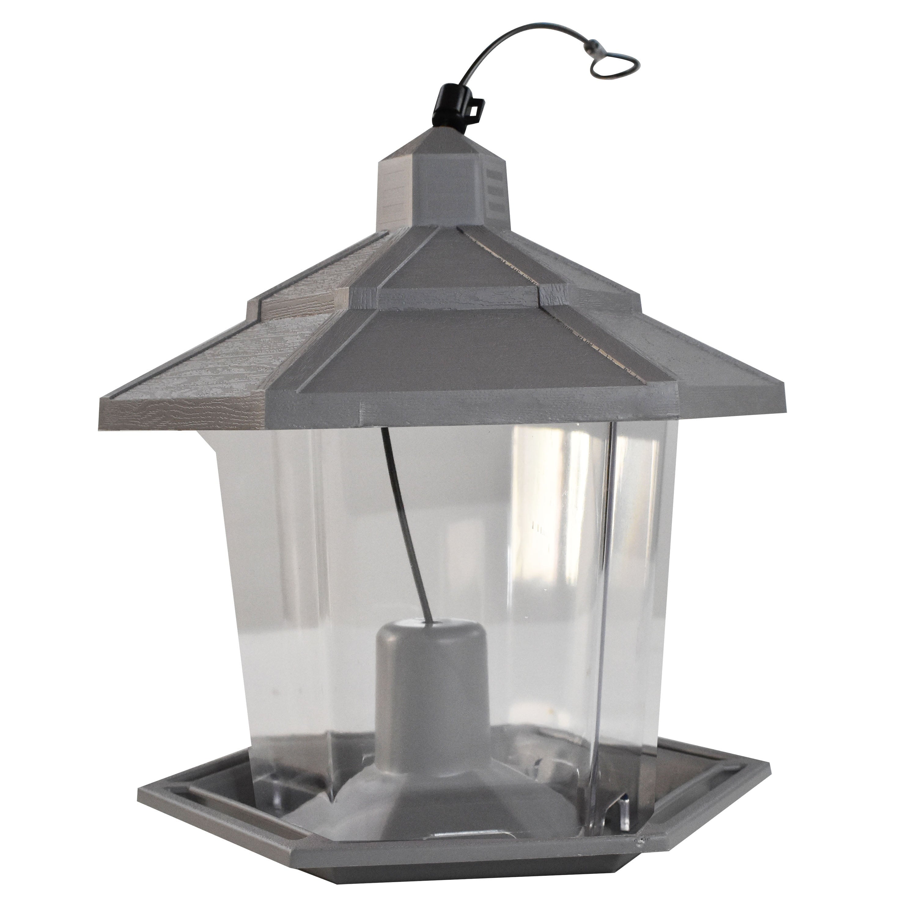 Pennington， Gray Plastic Hopper Chickadee Wild Bird Feeder， 2.5 lb. Capacity