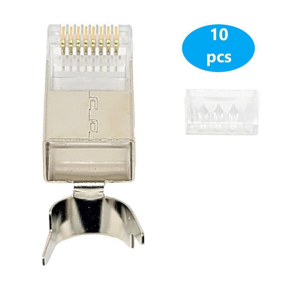 Micro Connectors Inc 250 FT CAT 7 Solid and Shielded (SFTP) CMR Blue Riser-Rated Bulk Ethernet Cable with 10-Pack Shielded RJ45 Connectors TR4-80SRBL250-K