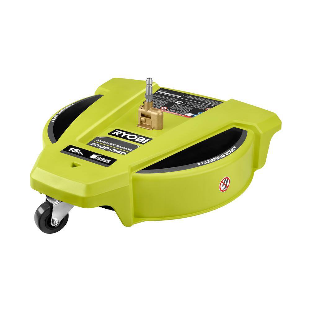 RYOBI 15 in. 3400 PSI Gas Pressure Washer Surface Cleaner with Caster Wheels RY31SC15