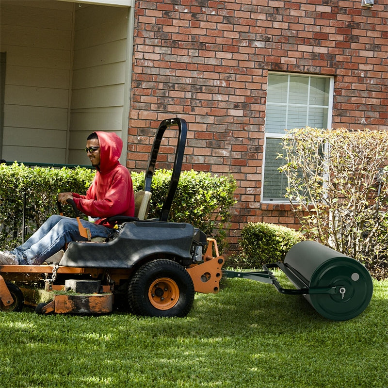 Push/Tow-Behind Lawn Roller with Detachable Handle 30 Gallon Water/Sand-Filled Sod Drum Roller for Garden Yard Park Farm