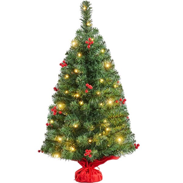 Yaheetech 2FT/3Ft Tabletop Portable Christmas Tree with Red Berries