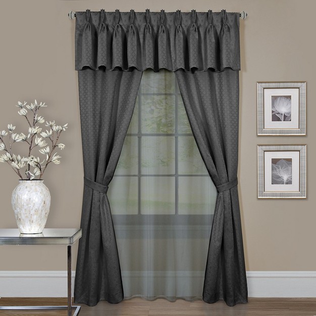 Kate Aurora Complete 6 Piece Attached Custom Jacquard amp Sheer Window Curtain Set