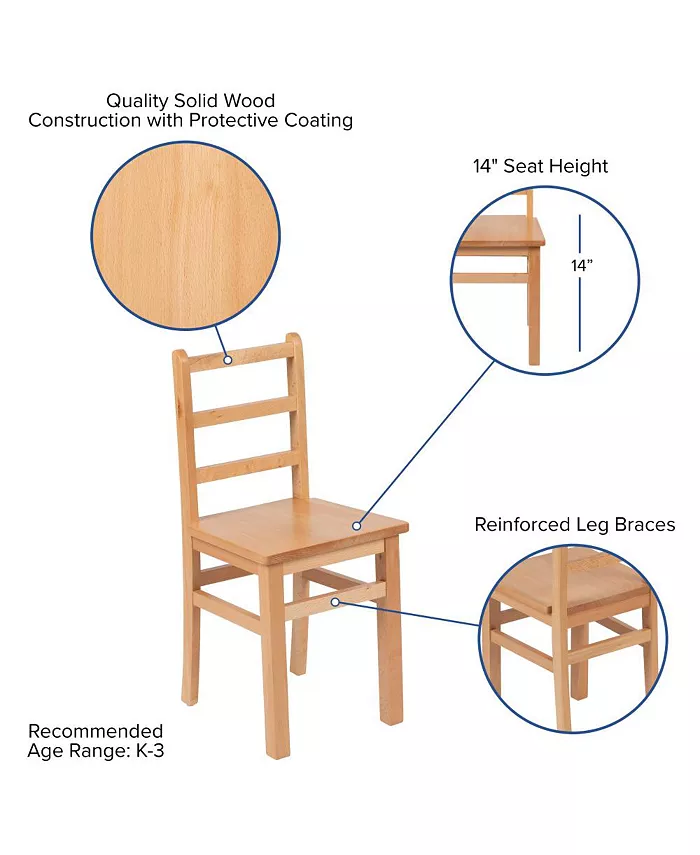 EMMA+OLIVER Kids Natural Solid Wood Table And Chair Set For Classroom Playroom Kitchen