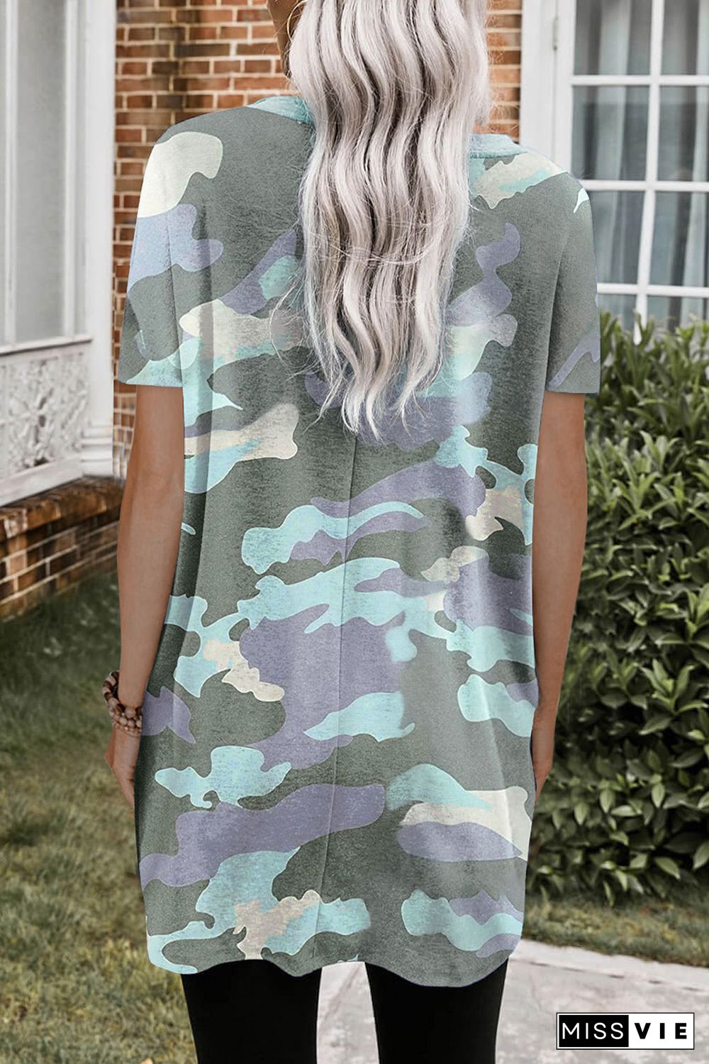 Camo Print Pocketed T-shirt Mini Dress