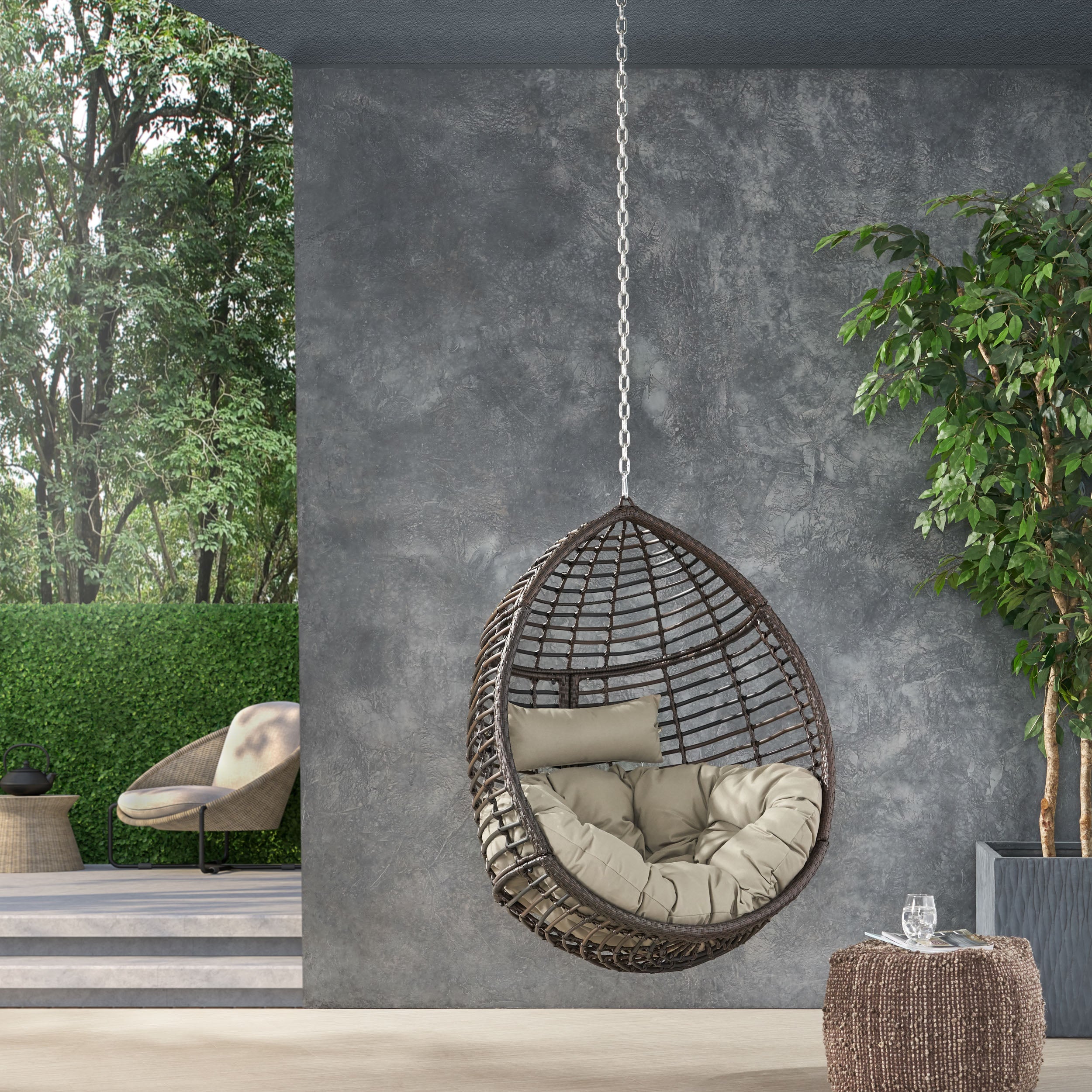 Hempstead Indoor/Outdoor Wicker Hanging Teardrop / Egg Chair (NO STAND)