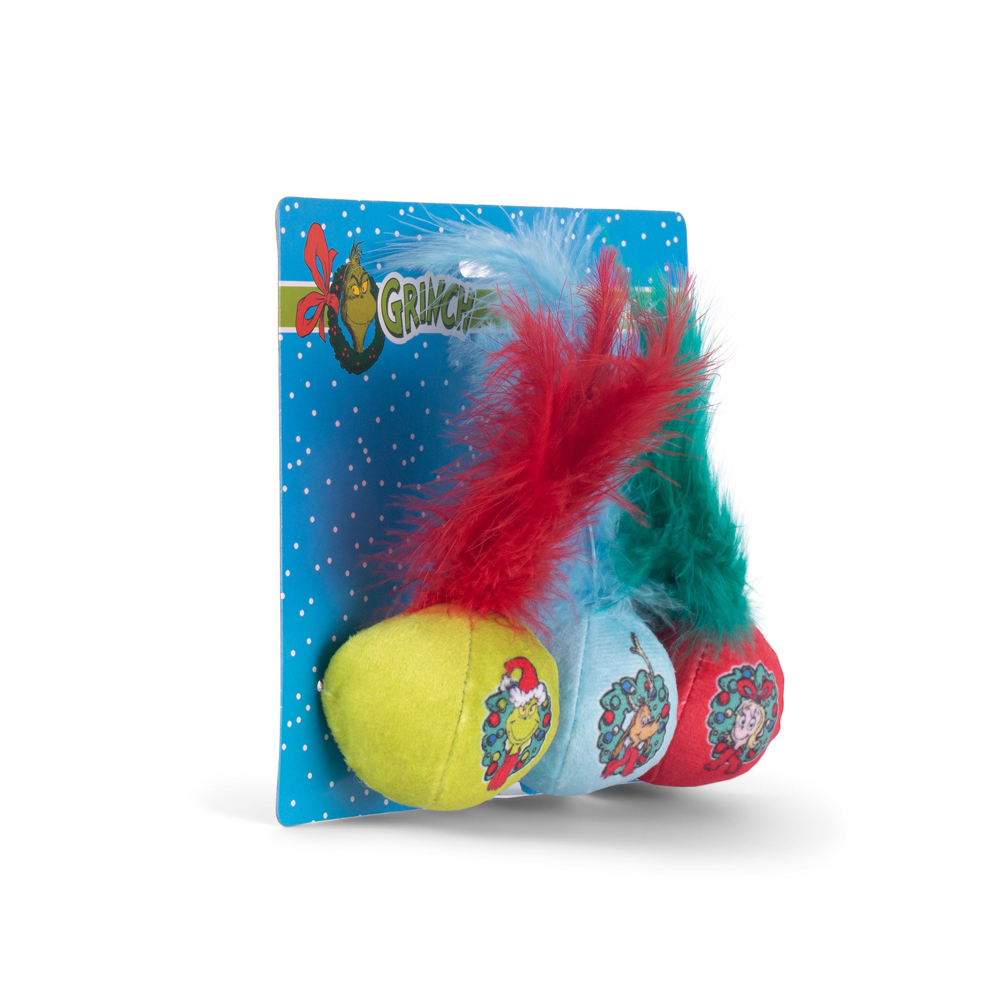 Dr. Seuss' The Grinch Feather Ball Catnip Cat Toy Asst. 3PC