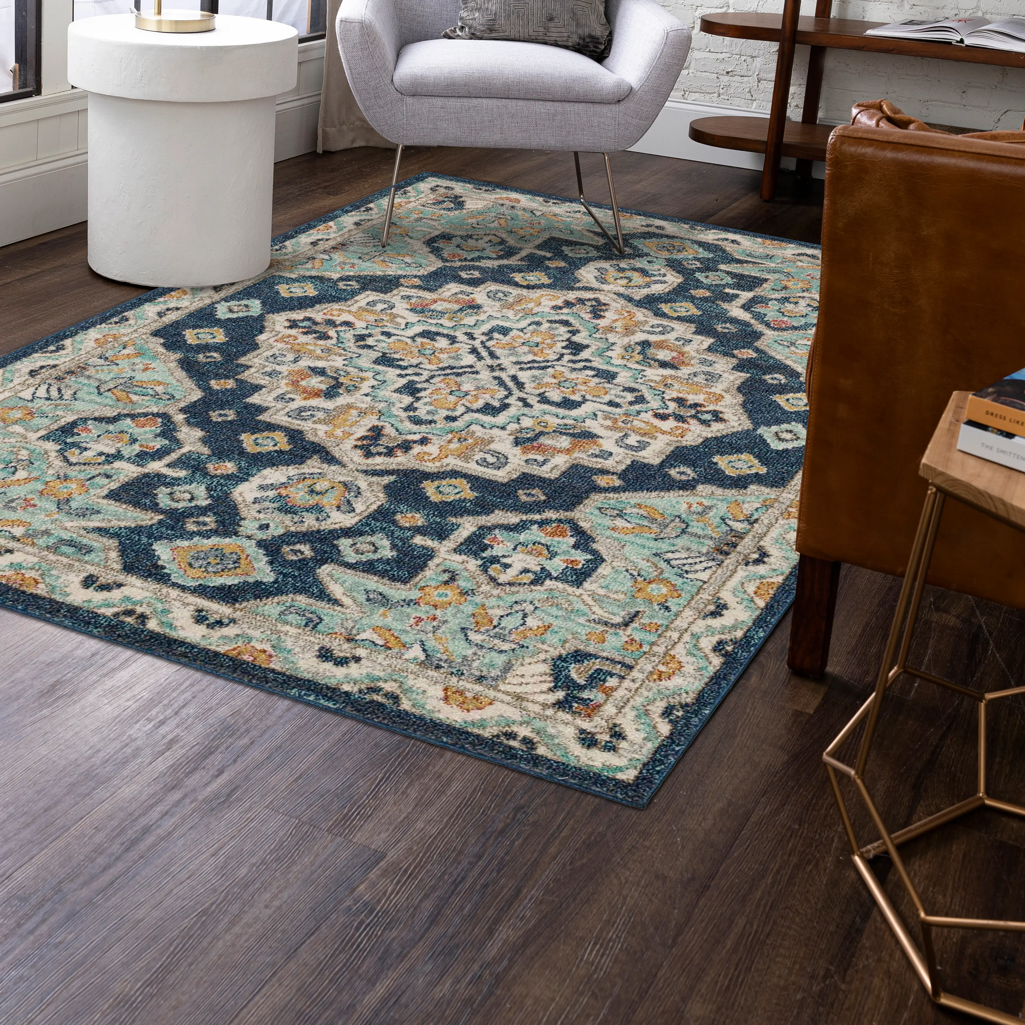 Whimsey 5 x 8 Jennings Ornamental Blue Area Rug