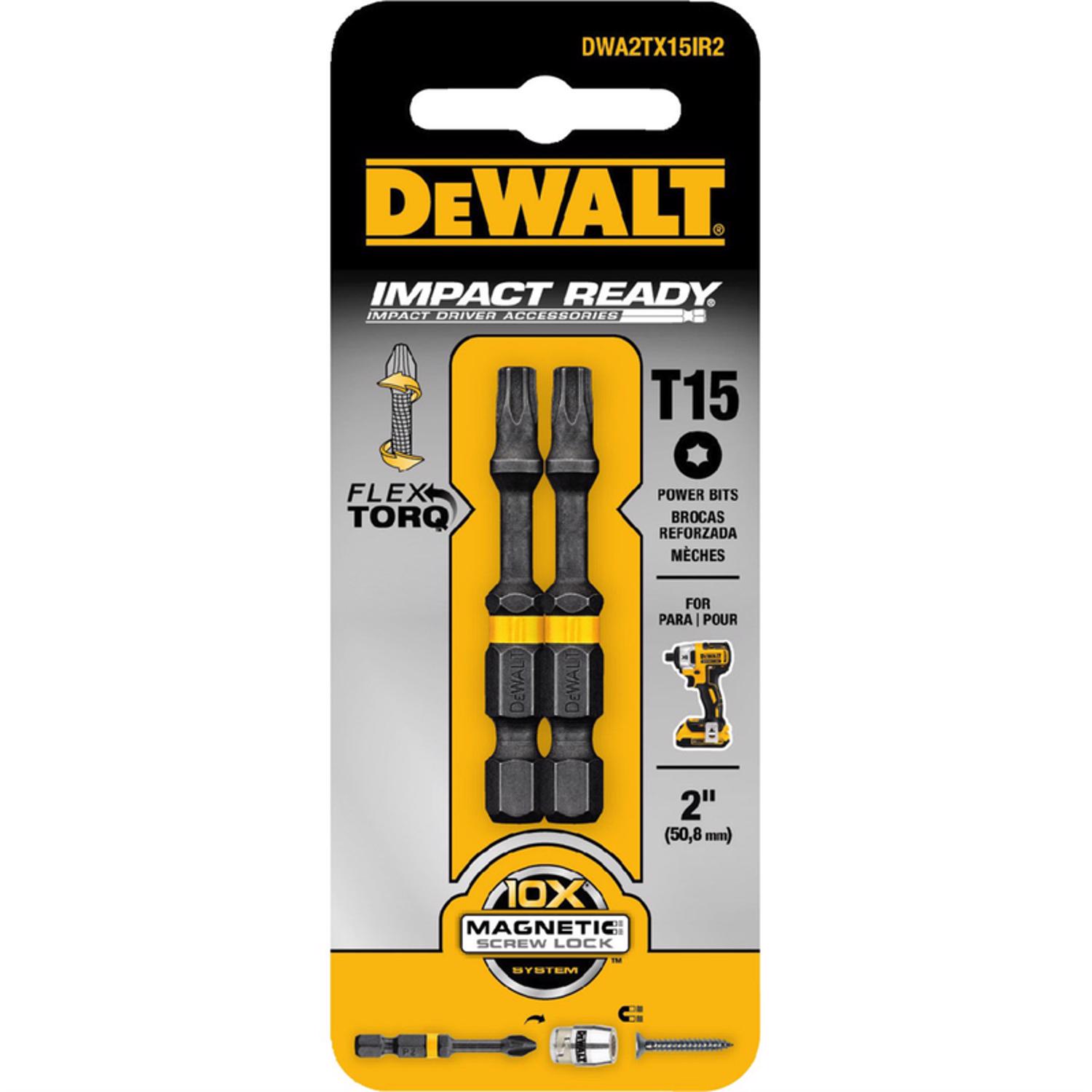 DW Impact Ready Torx T15 X 2 in. L Screwdriver Bit Black Oxide 2 pc