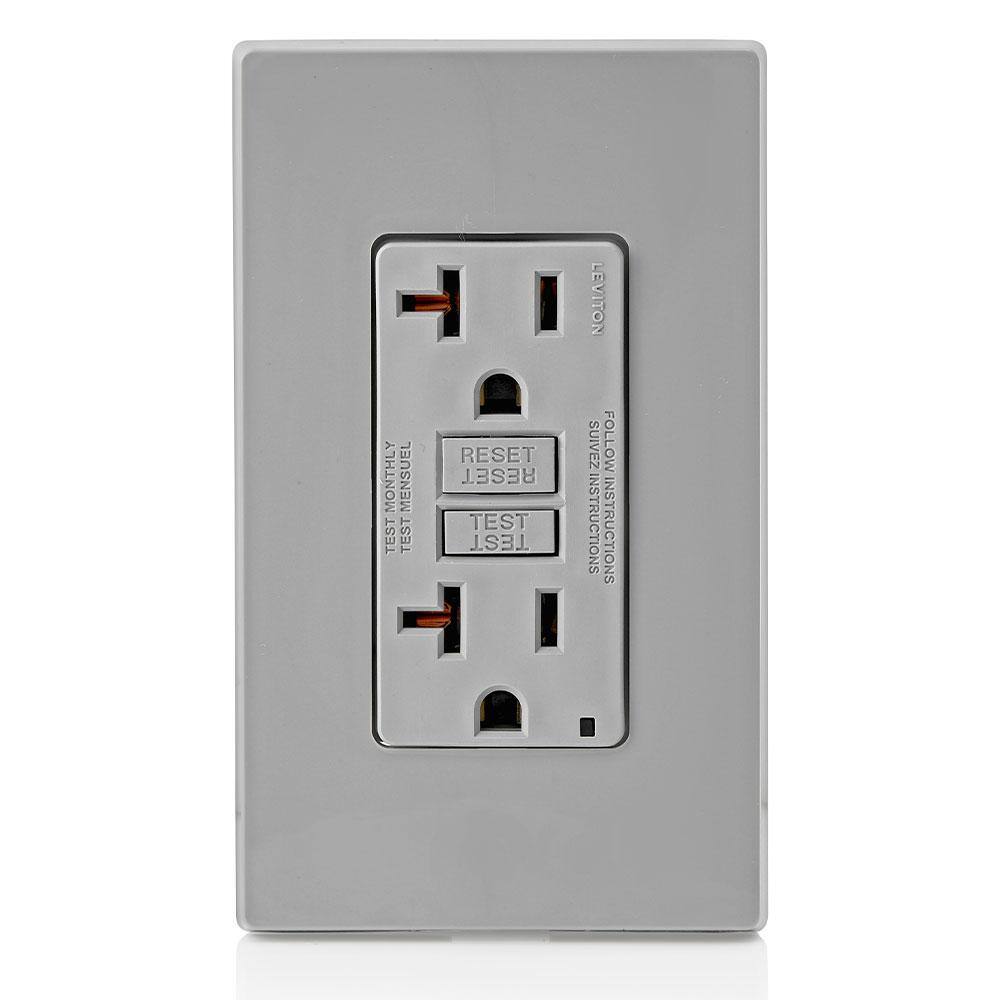 Leviton 20 Amp Self-Test SmartlockPro Slim Duplex GFCI Outlet Gray (10-Pack) VG1-GFNT2-HG1