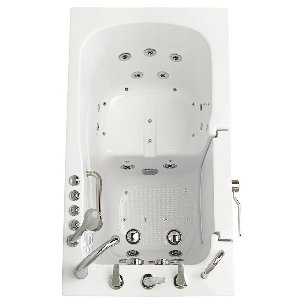 Ella Monaco Acrylic 52 in. Walk-In Whirlpool and Air Bath in White Heated Seat Fast Fill Faucet Set Left 2 in. Dual Drain OA3252DH-HB-L