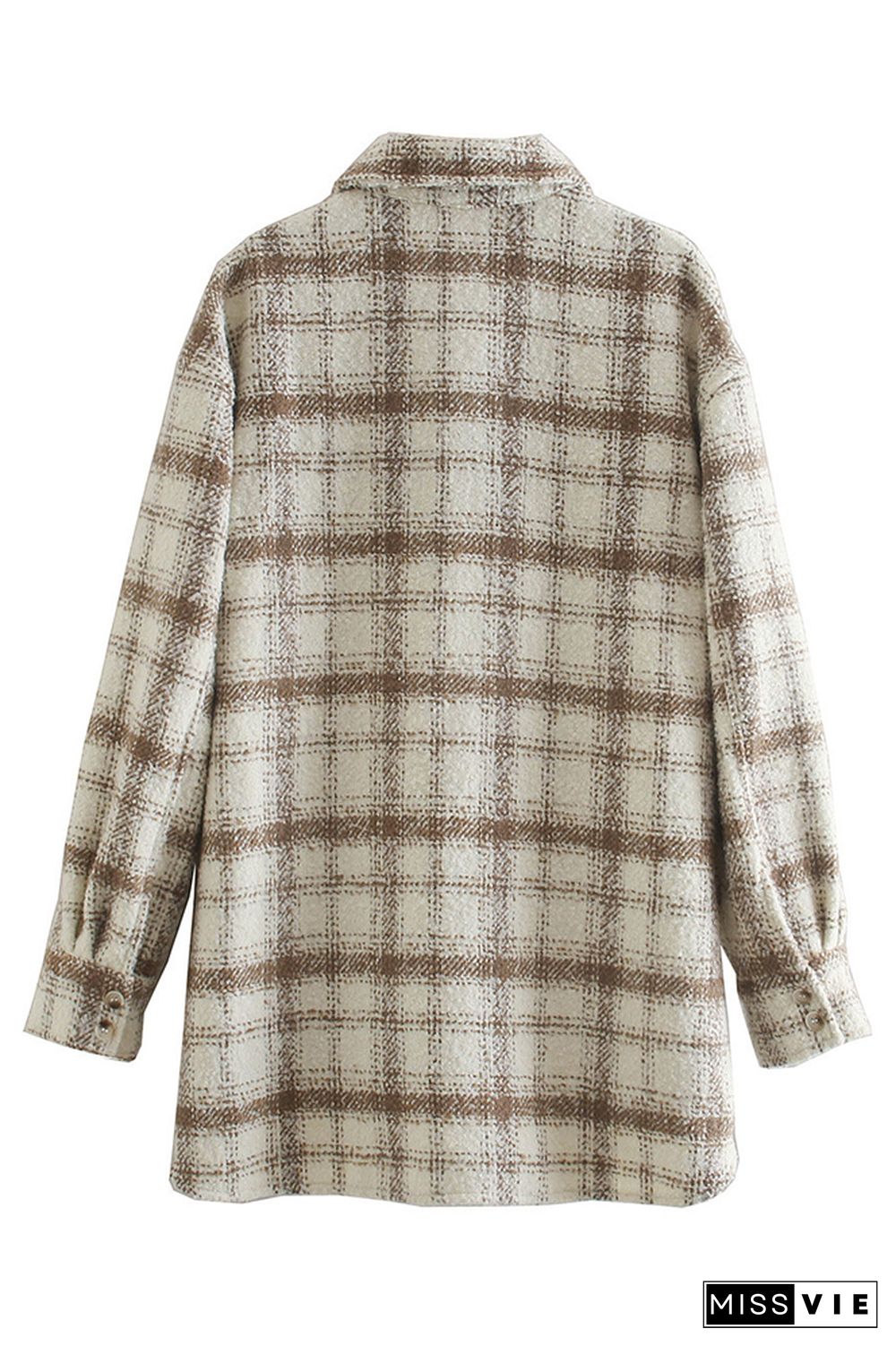 Plaid Turn-down Collar Rough Spinning Coat Jacket Wholesale