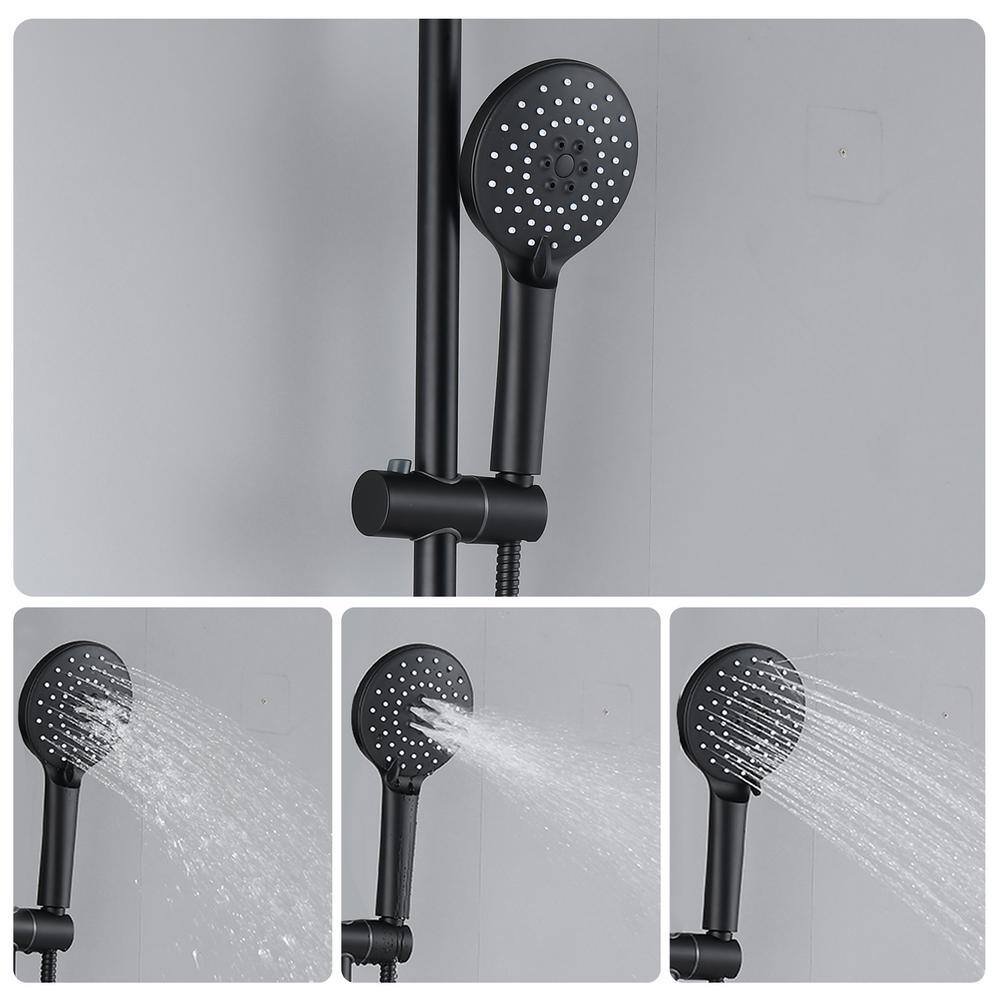 PROOX 3-Spray Round High Pressure Wall Bar Shower Kit with Hand Shower in Matte Black PRAE116MB