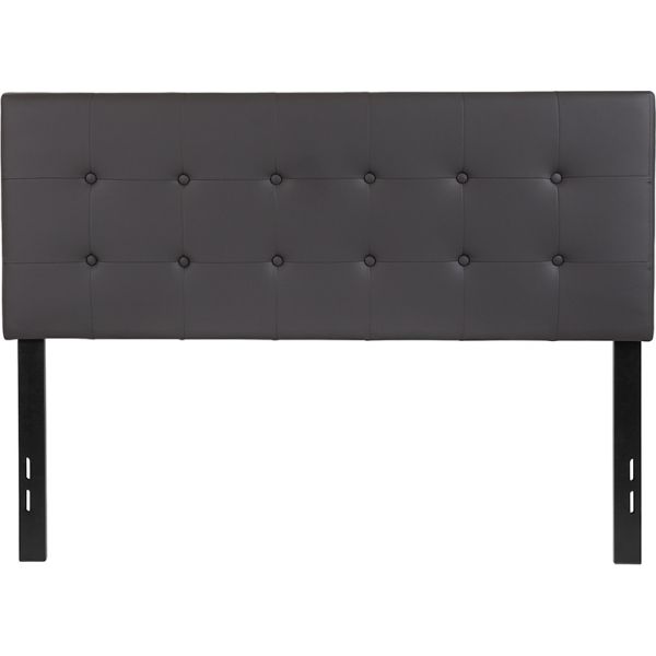 Lennox Tufted Upholstered Full Size Headboard in Gray Vinyl