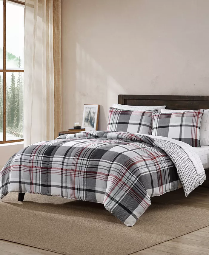 Eddie Bauer Normandy Plaid Micro Suede Down Alternative Reversible 2 Piece Comforter Set， Twin