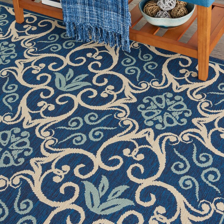 Adelene Navy Blue/Beige Indoor/Outdoor Rug