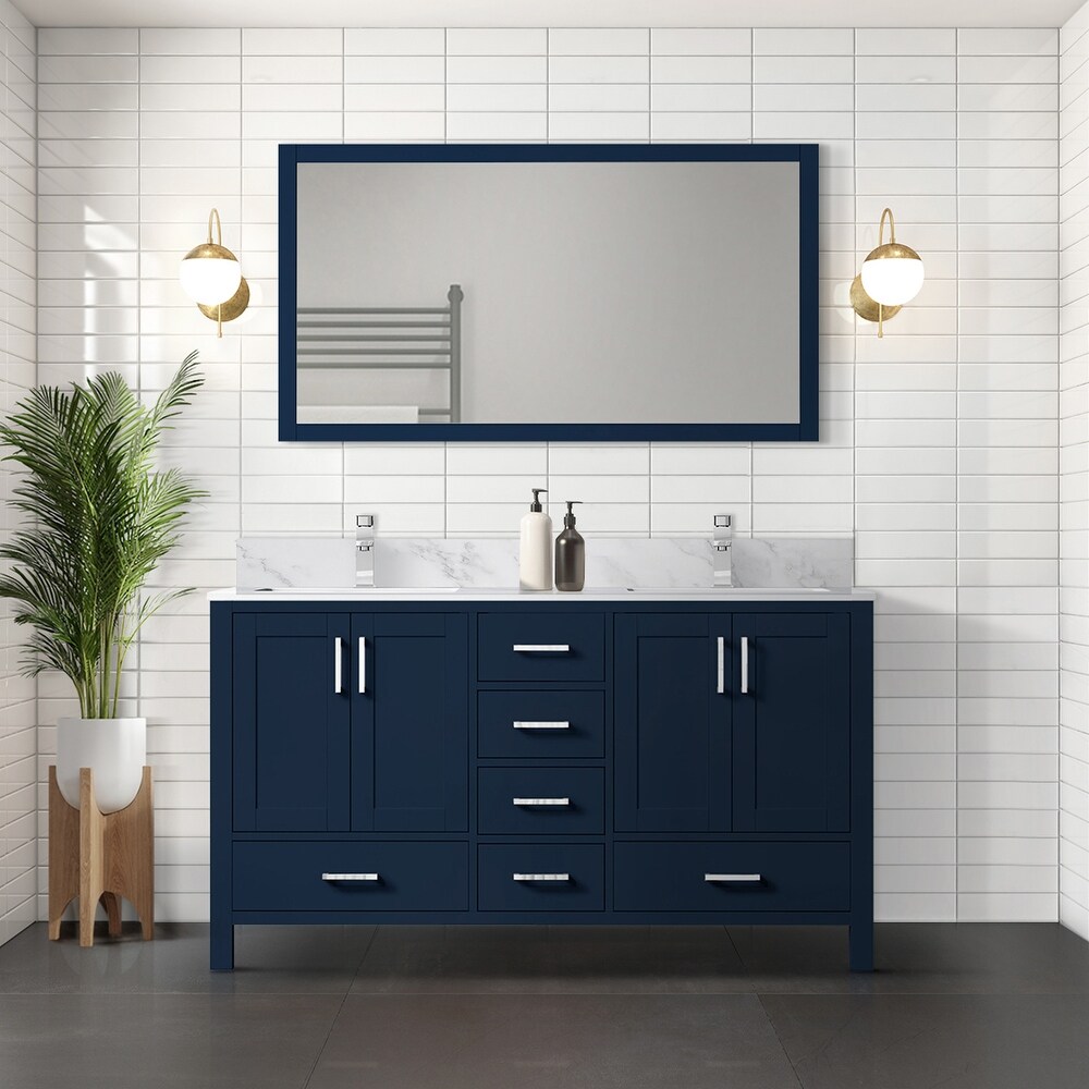 Jacques 60 in. W x 22 in. D Navy Blue Double Bath Vanity