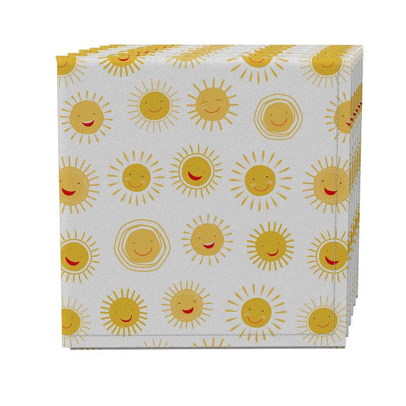 Napkin Set of 4， 100% Cotton， 20x20， Cartoon Sun Drawings