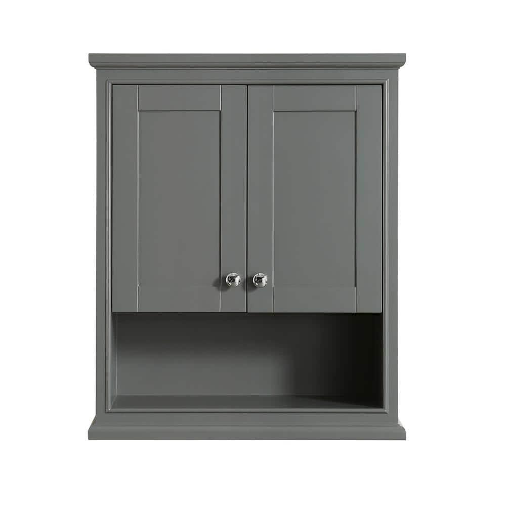 Wyndham Collection Deborah 25 in W x 30 in H x 9 in D Bathroom Storage Wall Cabinet in Dark Gray