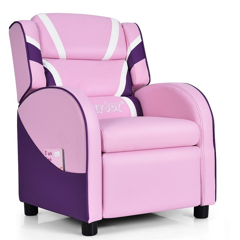 Kids Leather Recliner Chair with Side Pockets