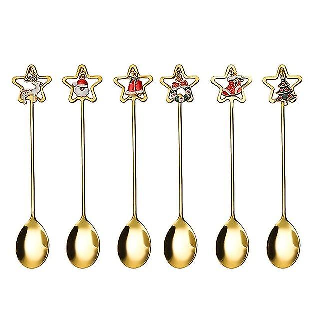 Jwl-stainless Steel Christmas Spoon Fork Cake Coffee Dessert Tea Ice Cream Stirring Spoon Cute Cartoon Teaspoon Dinnerware