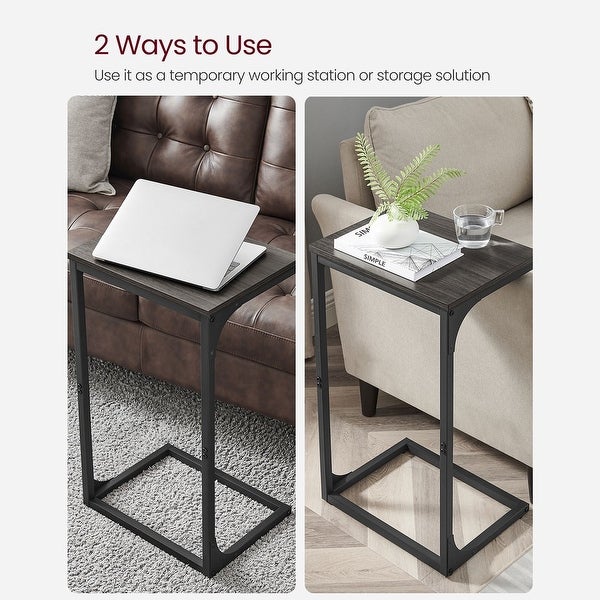 C-Shaped Side Table， End Table for Sofa， Couch Table with Metal Frame， Industrial， for Study